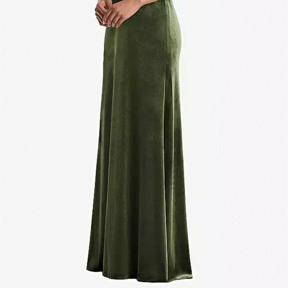 Plunging Neckline Velvet Maxi Dress W/Criss Cross Back...TH082..Olive Green...L - Picture 6 of 7